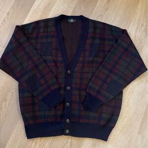 The Italian Sweater Co Men's Plaid Cardigan Sweater